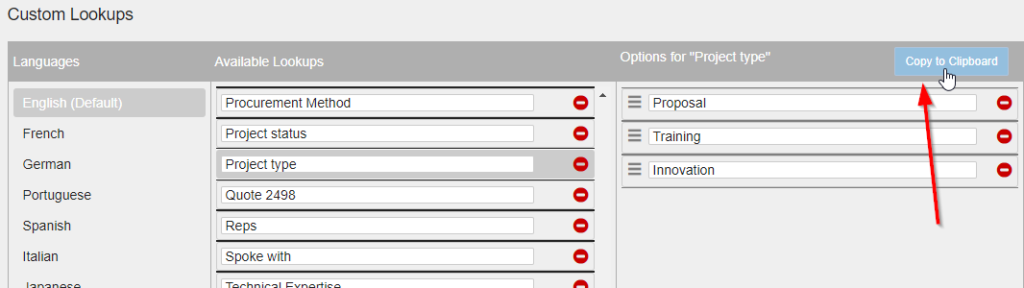 Fig 5: Copy Custom Lookup values